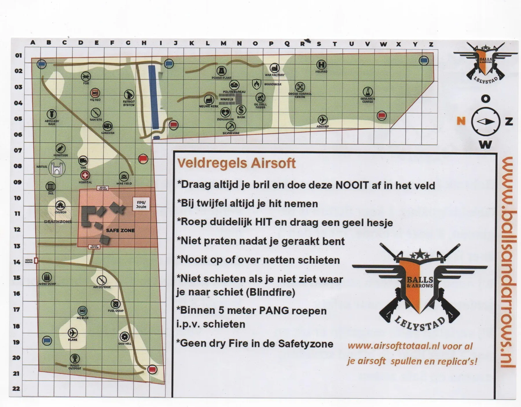 Veldkaart van Balls and Arrows Lelystad